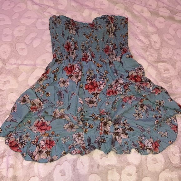 Angie Pants - Strapless floral romper.